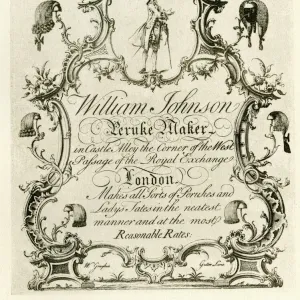 London Trade Card - William Johnson, Wig Maker