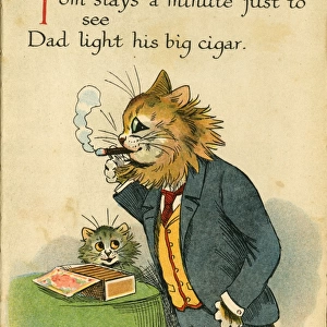 Louis Wain, Daddy Cat - lighting a cigar
