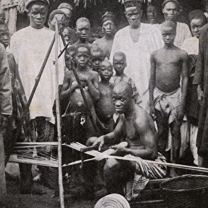 Making cloth, Sierra Leone Protectorate, West Africa