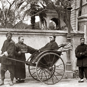 Man in a rickshaw, China, circa 1880s