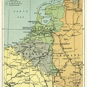 Map of the Belgian frontier with forts, World War One