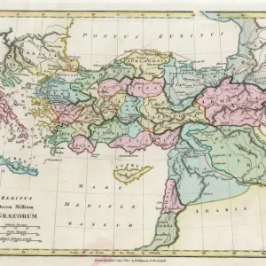 Map of The Byzantine Empire Print, 1800 Map of The Byzantine Empire Print, 1800