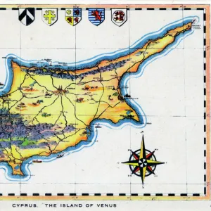 World Map Art Prints: Cyprus