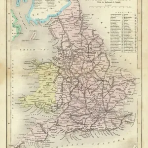1857 Map Print of England and Wales with Railways and Canals 1857 Map Print of England and Wales with Railways and Canals