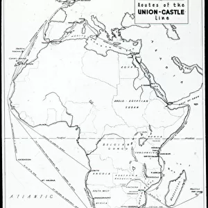 Map Showing Routes of the Union Castle Line to Africa