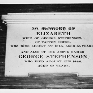 Memorial stone for Elizabeth, wife of George Stephenson