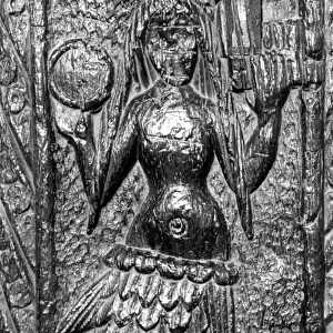 Mermaid of Zennor wood carving, Zennor Church, Cornwall