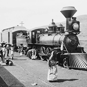 A Mexican Central Railway steam train at station, Mexico