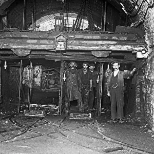 Miners at the pit bottom, Tirpentwys Colliery, South Wales