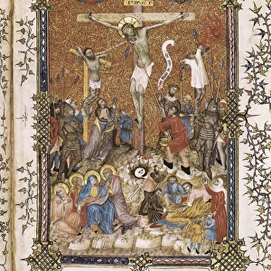 Missal with scene of the Crucifixion. School of