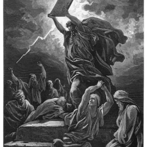 Print of Moses Breaking the Tables of the Law Print of Moses Breaking the Tables of the Law