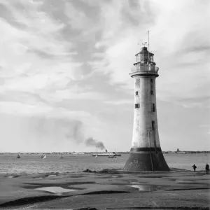 New Brighton Lighthouse Low Tide Print, 1960s New Brighton Lighthouse Low Tide Print, 1960s