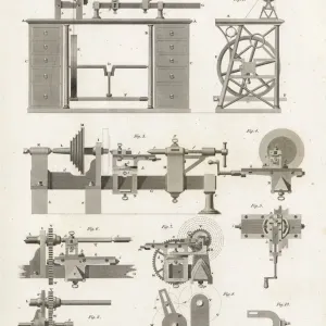 Henry Maudslay's Revolutionary Screw-Cutting Lathe Print, 1800 Henry Maudslay's Revolutionary Screw-Cutting Lathe Print, 1800