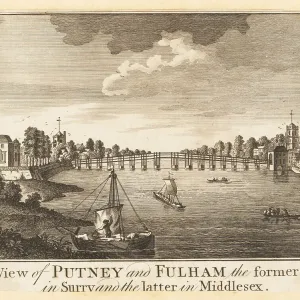 Print of View of Putney Bridge over the River Thames Print of View of Putney Bridge over the River Thames