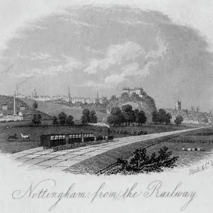 Nottingham The railway comes to Nottingham Print 1853 Nottingham The railway comes to Nottingham Print 1853