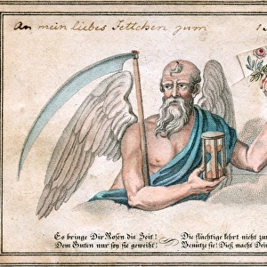 Old Father Time on a German New Year card