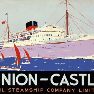 Union-Castle Print: Liner and Dinghies at Sea Union-Castle Print: Liner and Dinghies at Sea