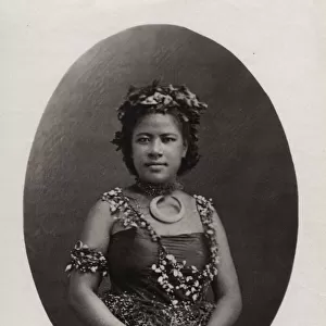 Pacific Islands, Oceania: portrait Tahiti, noblewoman?