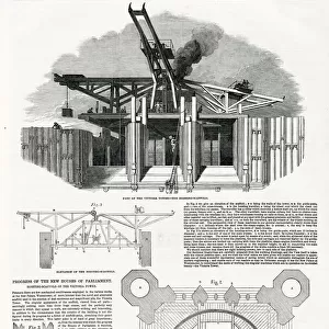 A page from The Illustrated London News, showing the progress of the new
