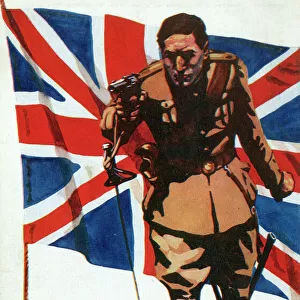 Patriotic Postcard - Officer and Union Flag