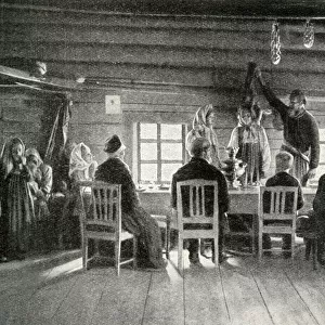 Peasants at a wedding feast, Finland
