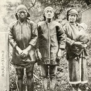Three people of the Tsou tribe, Formosa (Taiwan)