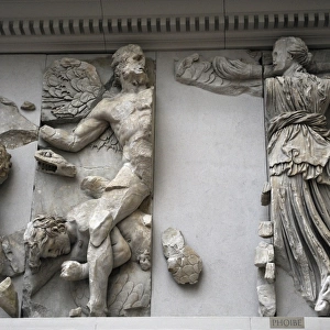 Pergamon Altar. The Titan Phoebe with a torch fighting again