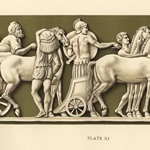 Plaque showing King Priam of Troy begging