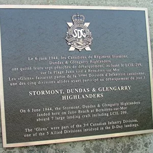 Plaque to Stormont, Dundas & Glengarry Highlanders