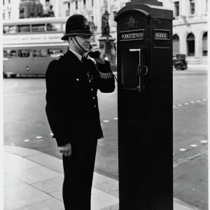 Print of Policeman and Call Box, Central London Print of Policeman and Call Box, Central London
