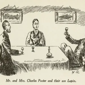 Print of Mr. and Mrs. Charles Pooter with their son Lupin Print of Mr. and Mrs. Charles Pooter with their son Lupin