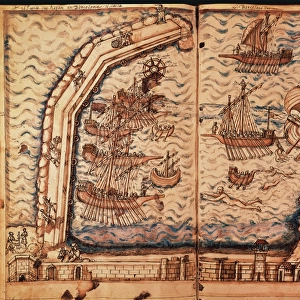 Port of Barcelona during his construction. 16th century. Spa