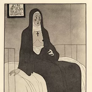 Pregnant nun Sister Jean sitting in her convent cell