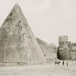 The Pyramid of Cestius, ancient pyramid in Rome, Italy