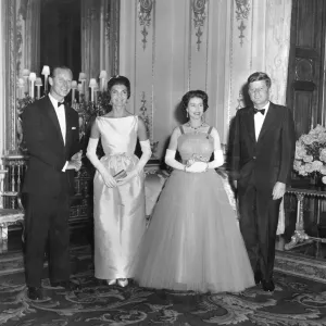 Queen Elizabeth II with the Kennedys at Buckingham Palace, 1961 Print