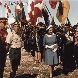 Queen Elizabeth II visiting scouts in Manitoba, Canada