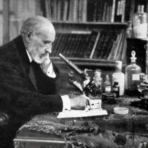 Ramon y Cajal Working in his Studio Print