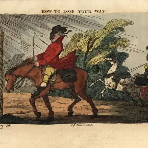 Regency gentleman rider on a horse at a crossroads