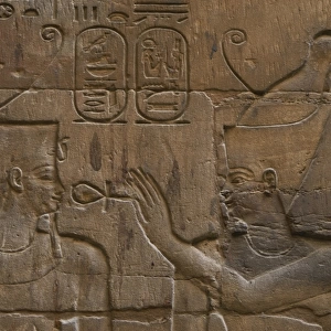 Relief depicting Egyptian divinity giving the Ankh to a phar