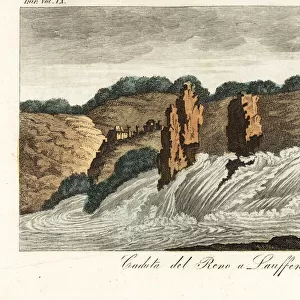 Rhine Falls or Rheinfall at Schaffhausen, Switzerland, 1800s