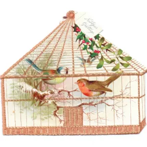 Circa 1890s Print: Robin and Blue Tit in a Cage Circa 1890s Print: Robin and Blue Tit in a Cage