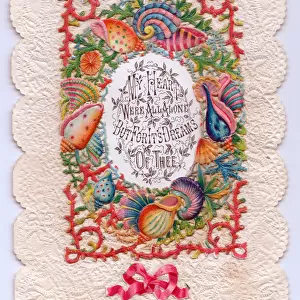 Romantic paper lace card with shells