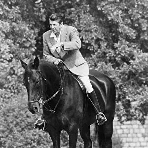 Ronald Reagan, US President, on horseback