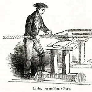Rope laying at a rope and sail cloth factory, East London