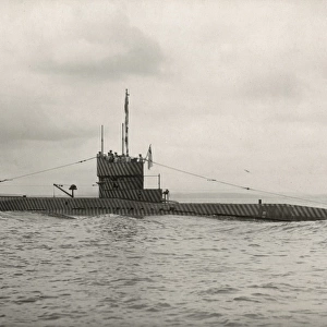 Royal Navy submarine with zebra stripe camouflage, WW1