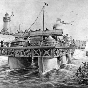 SS Ernest Bazin Print: A 1897 illustration of a roller steamer at sea SS Ernest Bazin Print: A 1897 illustration of a roller steamer at sea