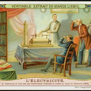 Science Print: Nikola Tesla with Induction Coil, 1895 Science Print: Nikola Tesla with Induction Coil, 1895