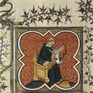 Scribe monk. French school (14th c. ). Illustration