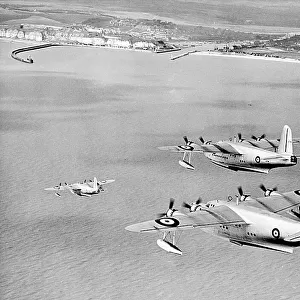 Short Sunderland RAF flying boats in formation