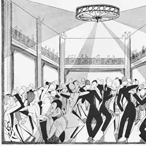 Sketch by Fish showing dancing at the Kit-Cat Club, London